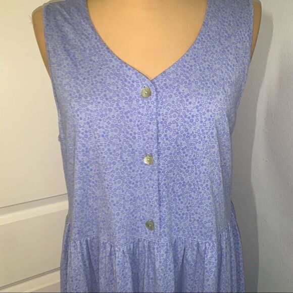 Womens Blue Floral Maxi Night Gown - Picture 2 of 4